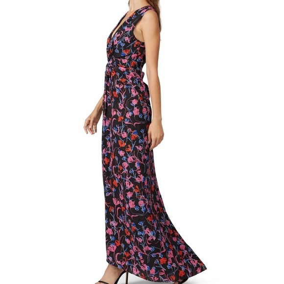 Thakoon Collective Womens 4 Dress Tulip Floral Gown Sleeveless V-Neck Pink Blue - Picture 12 of 12